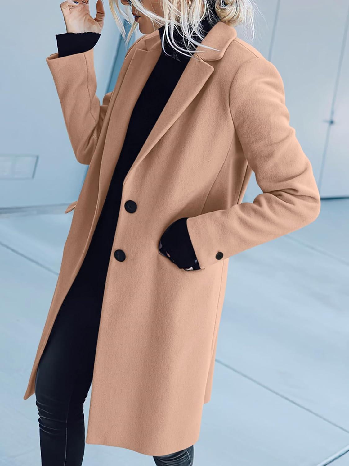 imageANRABESS Womens Peacoat Notched Lapel Collar SingleBreasted Trench Coats Loose Casual Long Jacket 2025 Fall Winter OuterwearLight Brown