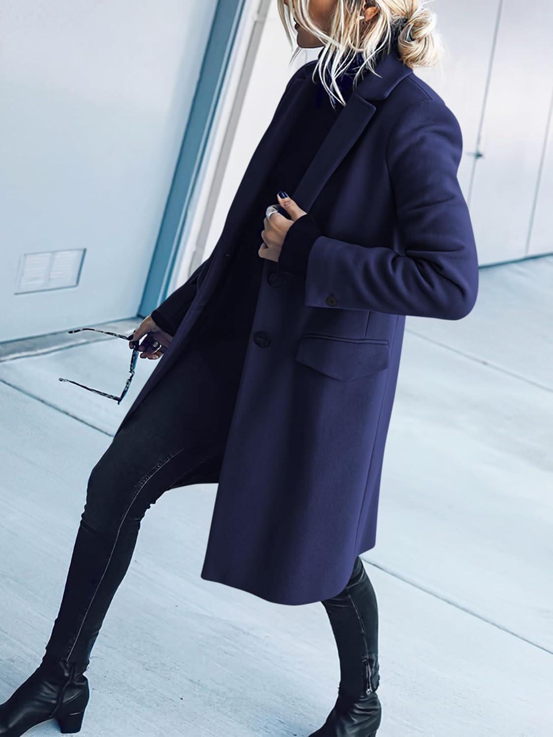 imageANRABESS Womens Peacoat Notched Lapel Collar SingleBreasted Trench Coats Loose Casual Long Jacket 2025 Fall Winter OuterwearNavy Blue