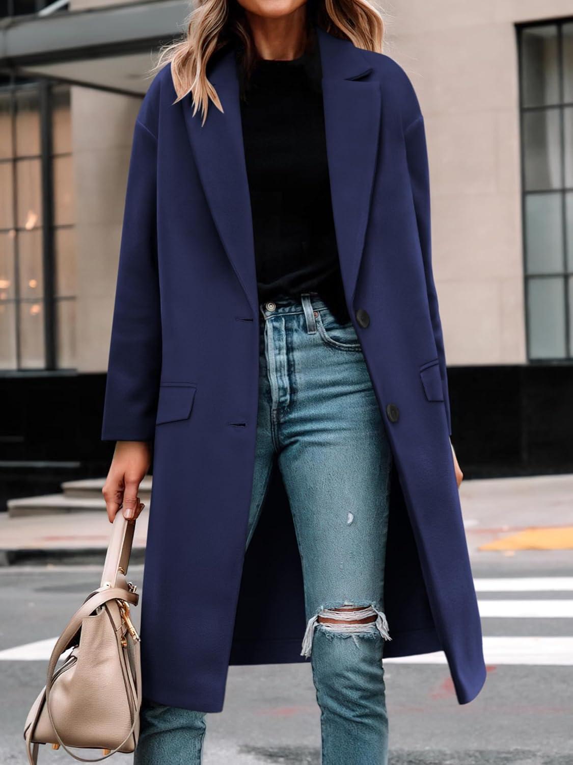 imageANRABESS Womens Peacoat Notched Lapel Collar SingleBreasted Trench Coats Loose Casual Long Jacket 2025 Fall Winter OuterwearNavy Blue