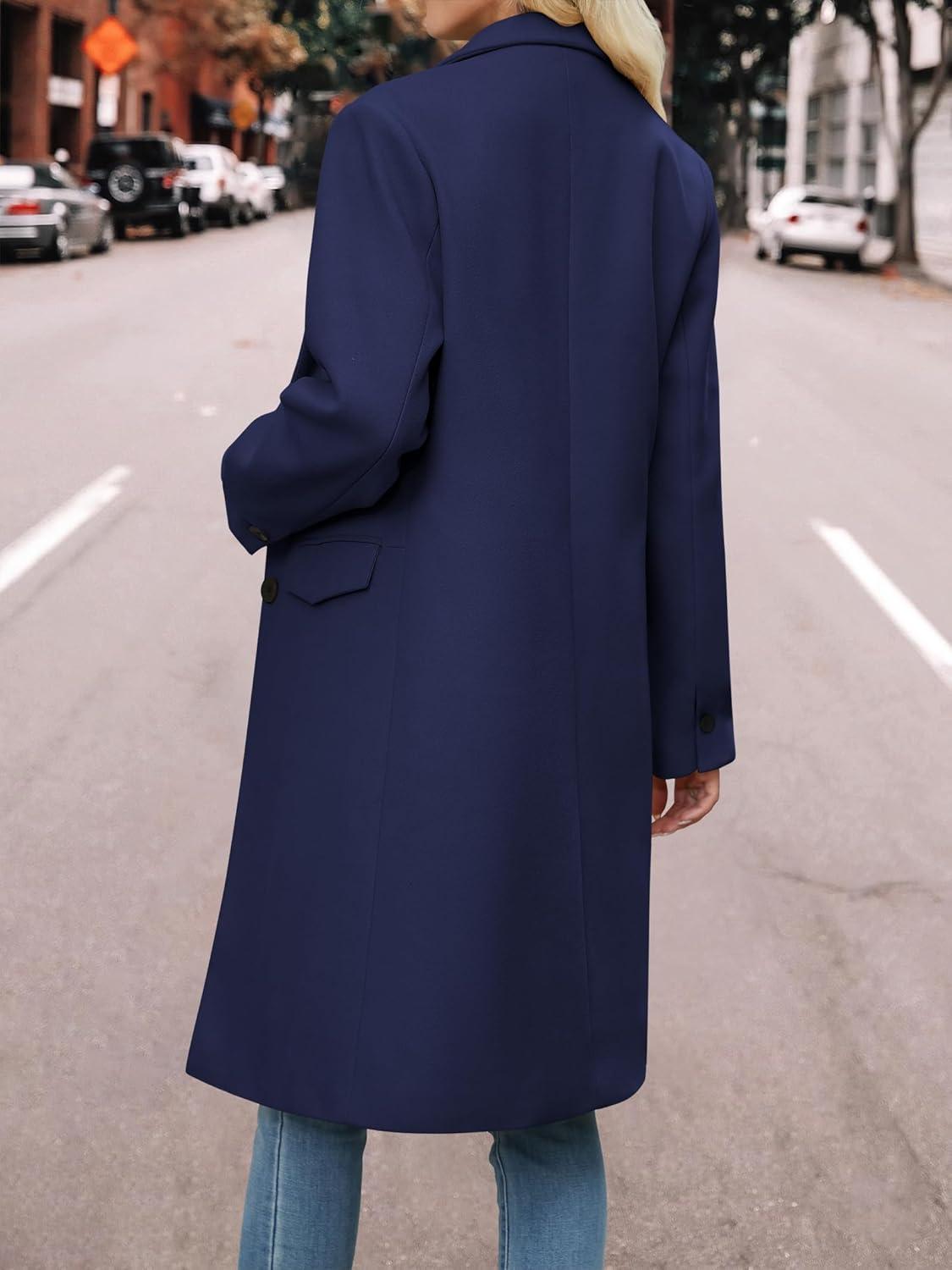 imageANRABESS Womens Peacoat Notched Lapel Collar SingleBreasted Trench Coats Loose Casual Long Jacket 2025 Fall Winter OuterwearNavy Blue