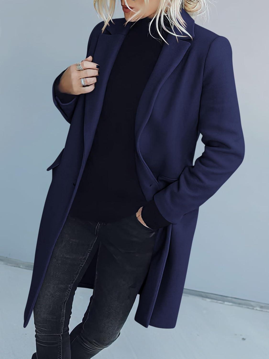 imageANRABESS Womens Peacoat Notched Lapel Collar SingleBreasted Trench Coats Loose Casual Long Jacket 2025 Fall Winter OuterwearNavy Blue