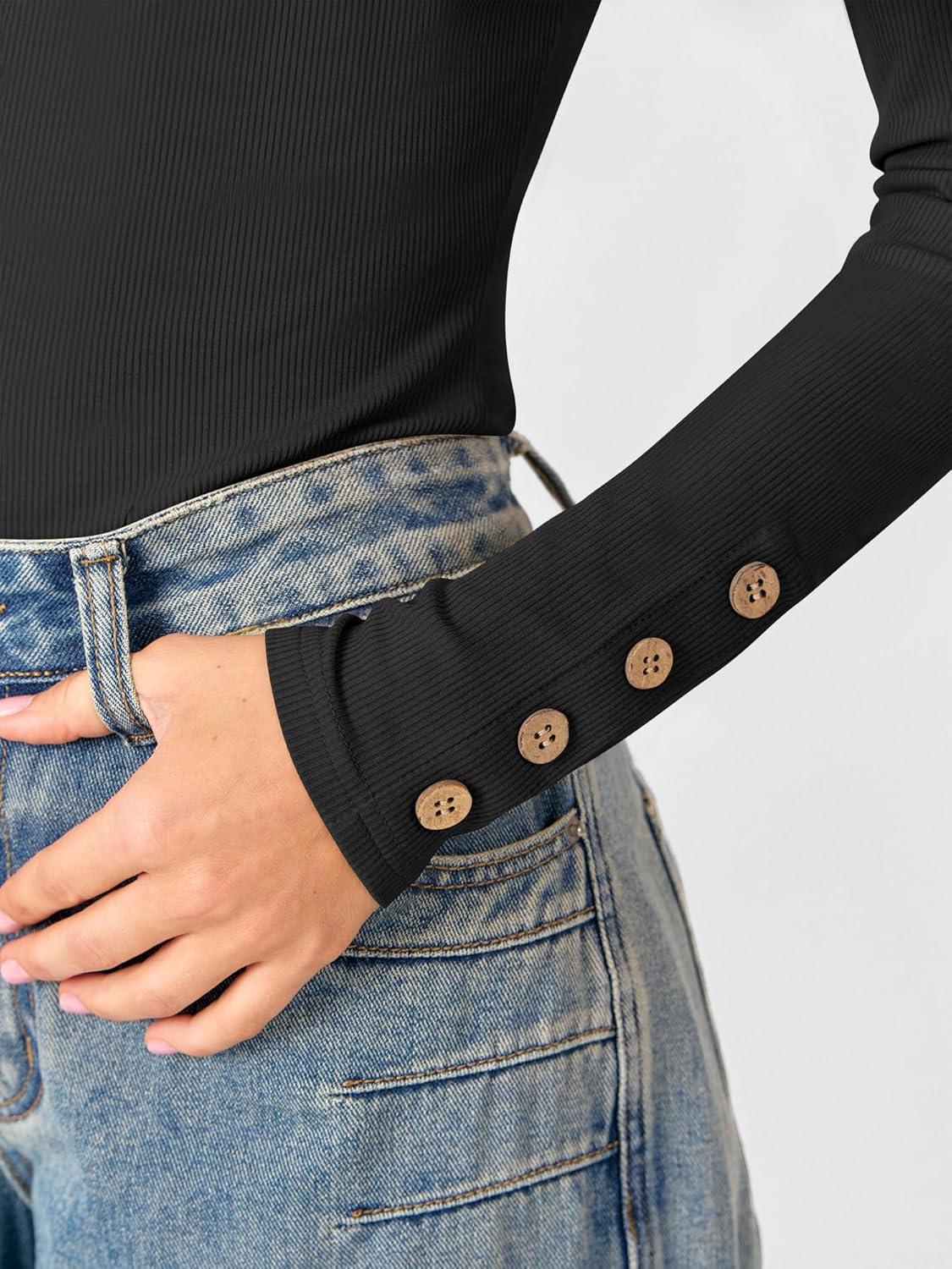 imageANRABESS Womens Ribbed Long Sleeve Tops Slim Fitted Dressy Shirts Basic Tee Tshirts 2025 Fall Fasion Outfits with ButtonsBlack