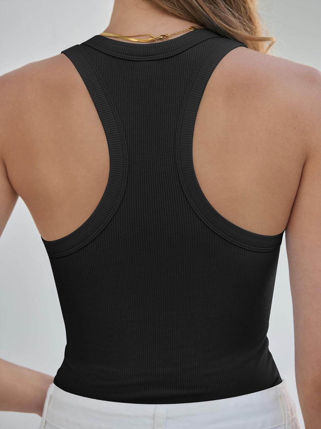 imageANRABESS Womens Sleeveless Square Neck Tank Tops Summer Racerback Workout Top Ribbed Knit Slim Fit Basic 2026 Casual ClothesBlack