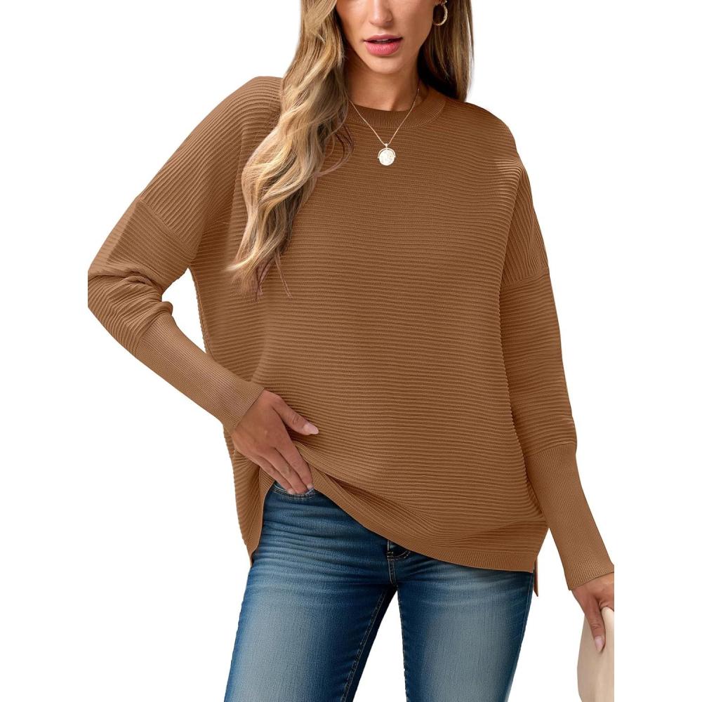imageANRABESS Womens Oversized Batwing Long Sleeve Ribbed Knit Sweaters 2025 Fall OutfitsCamel