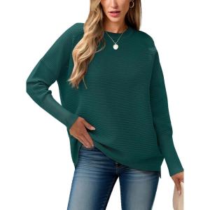 ANRABESS Womens Oversized Batwing Long Sleeve Ribbed Knit Sweaters 2025 Fall Outfits(Opal Green)