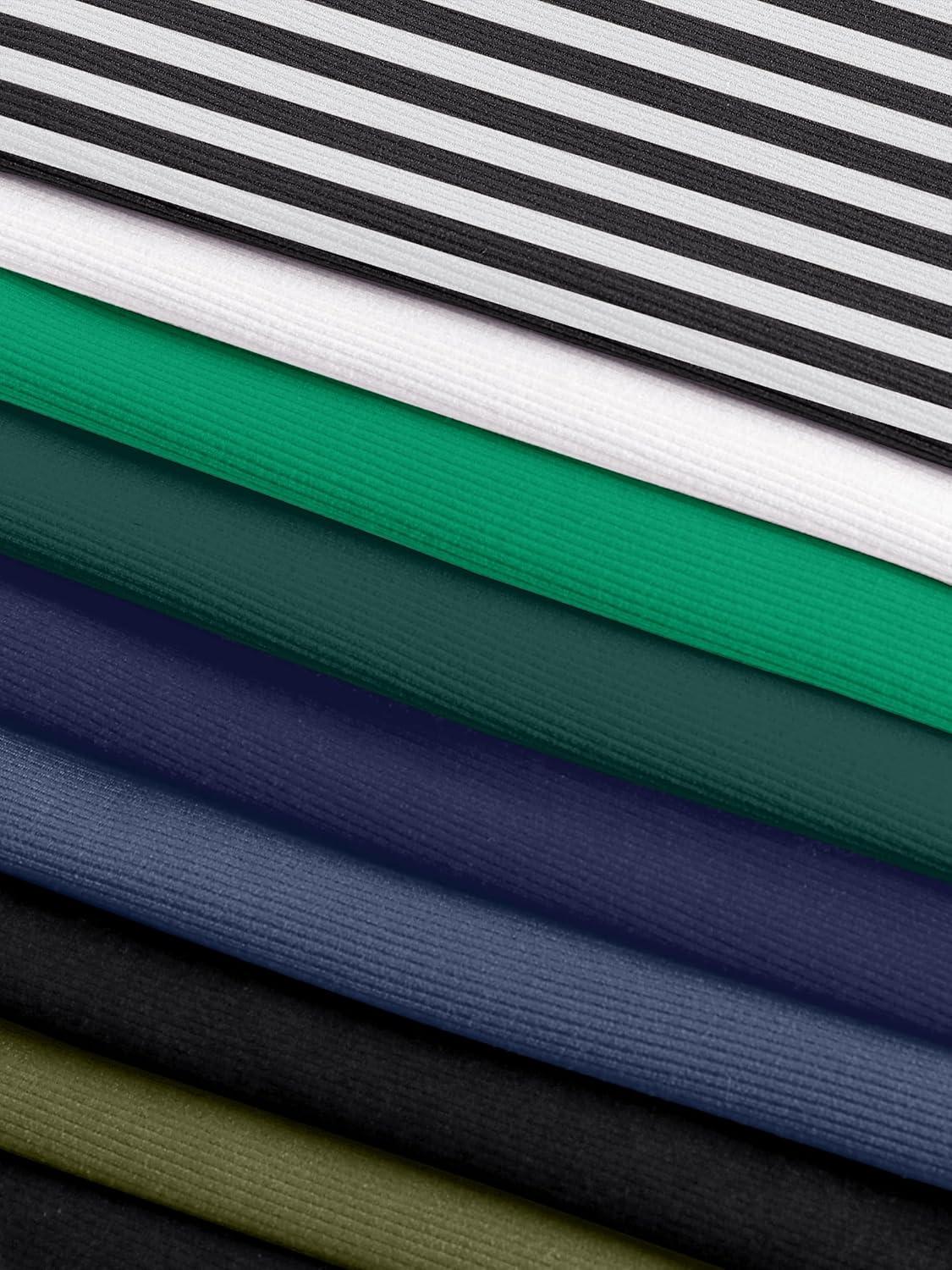 imageANRABESS Women Short Sleeve Tops Square Neck Ribbed Knit Color Block T Shirts Fitted Casual Summer 2025 Trendy Basic TeesGreen