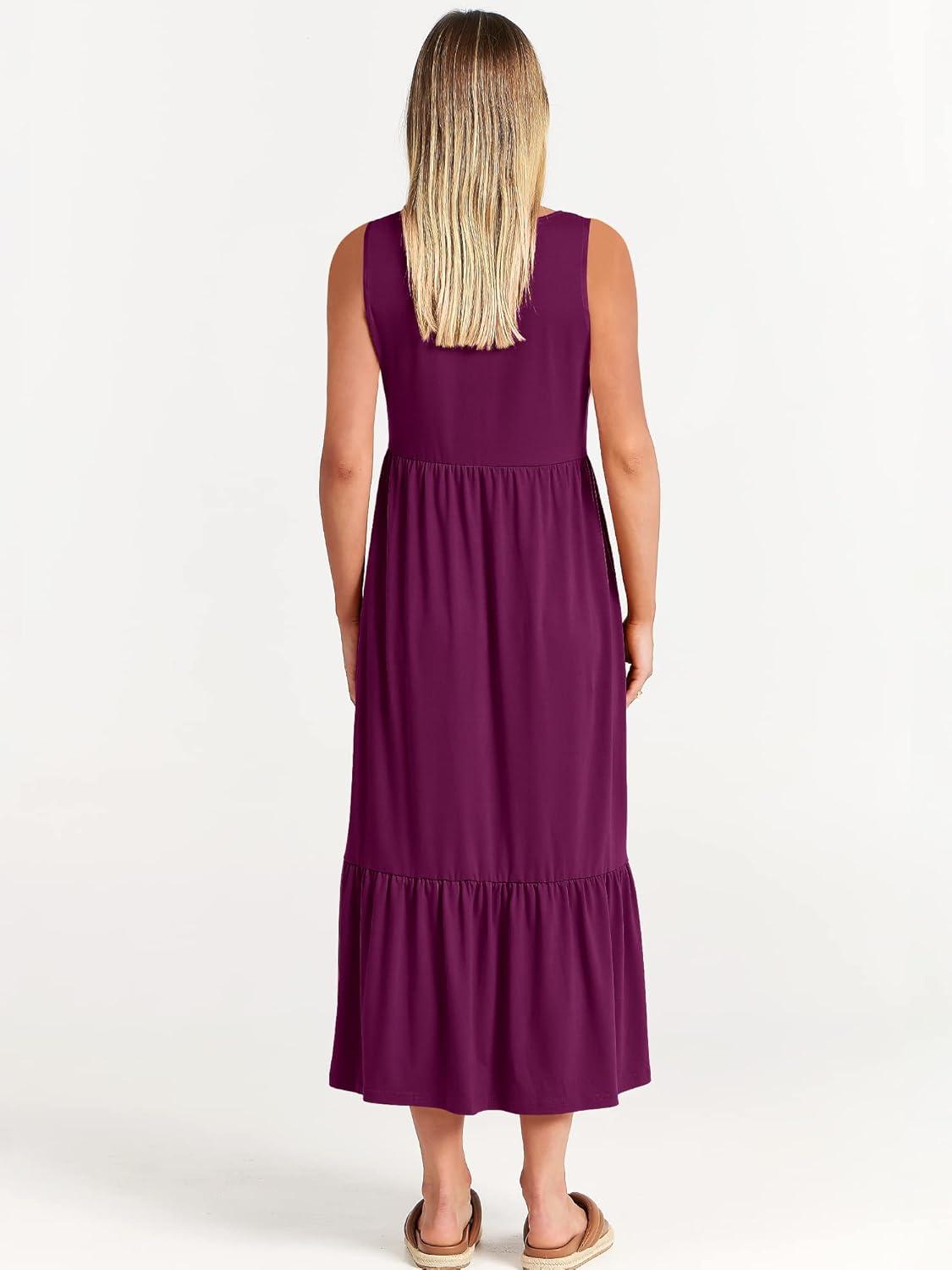 imageANRABESS Women Summer Casual Sleeveless Crewneck Sundress Aline Flowy Tiered Maxi Long Beach Dress Vacation OutfitsDark Purple