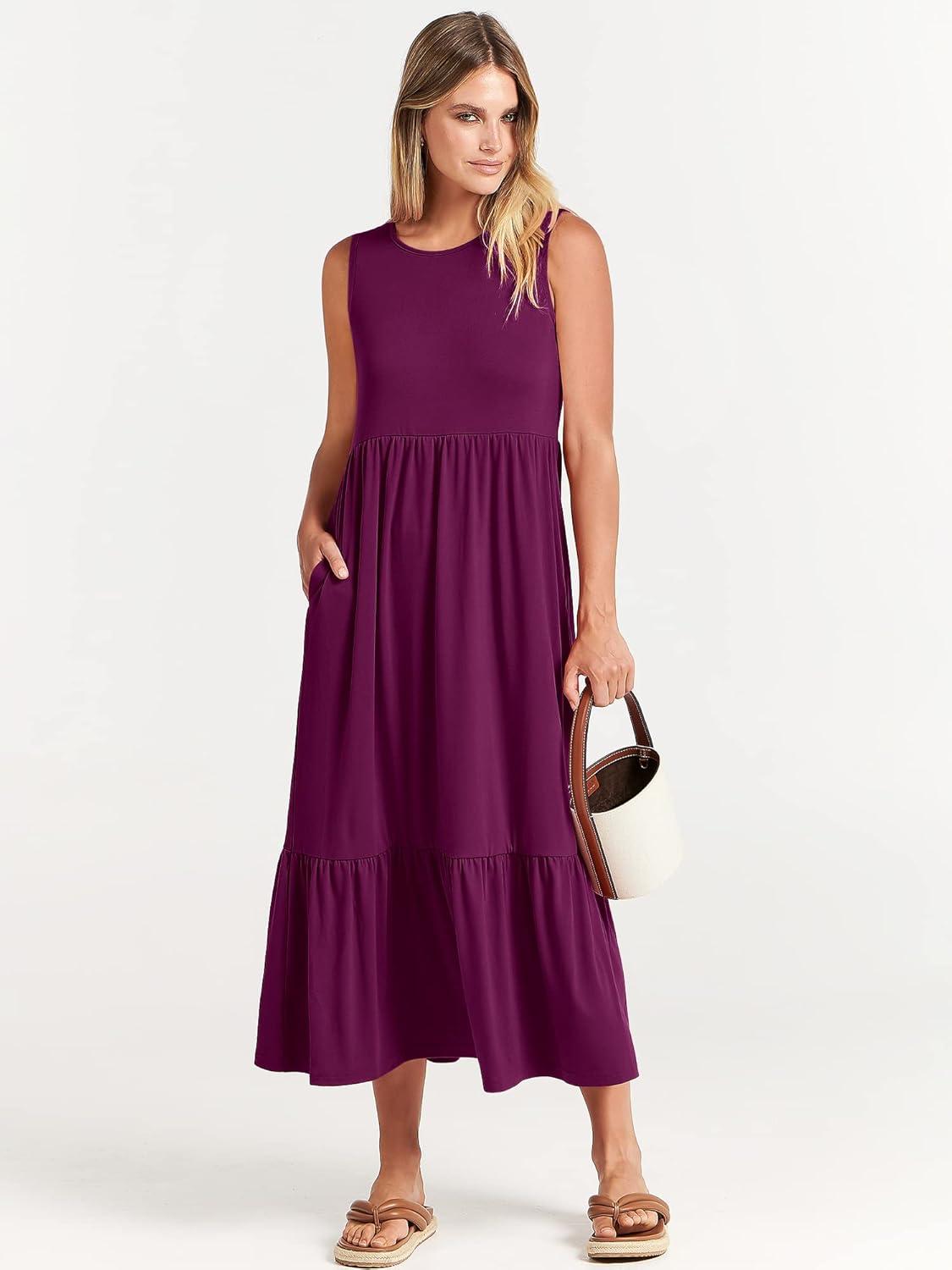 imageANRABESS Women Summer Casual Sleeveless Crewneck Sundress Aline Flowy Tiered Maxi Long Beach Dress Vacation OutfitsDark Purple