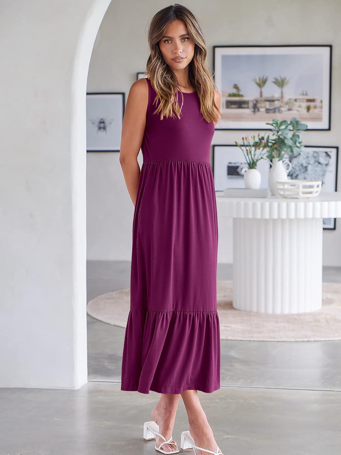 imageANRABESS Women Summer Casual Sleeveless Crewneck Sundress Aline Flowy Tiered Maxi Long Beach Dress Vacation OutfitsDark Purple