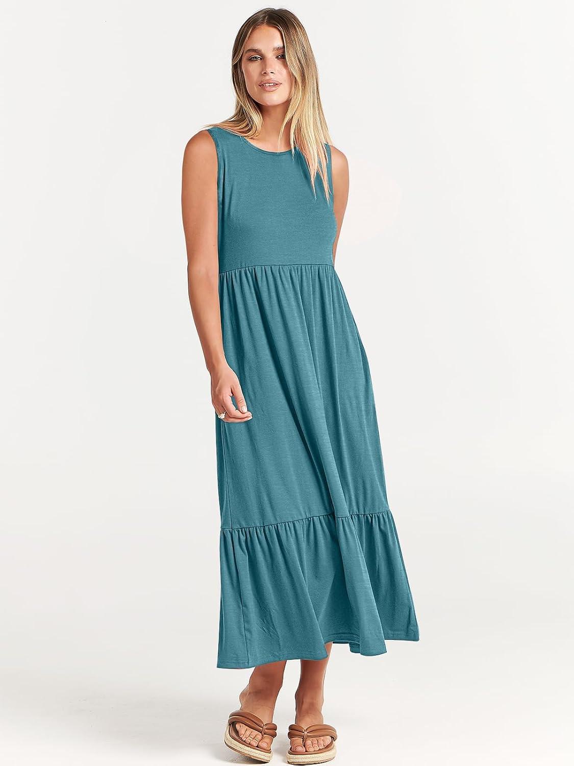 imageANRABESS Women Summer Casual Sleeveless Crewneck Sundress Aline Flowy Tiered Maxi Long Beach Dress Vacation OutfitsLake Blue