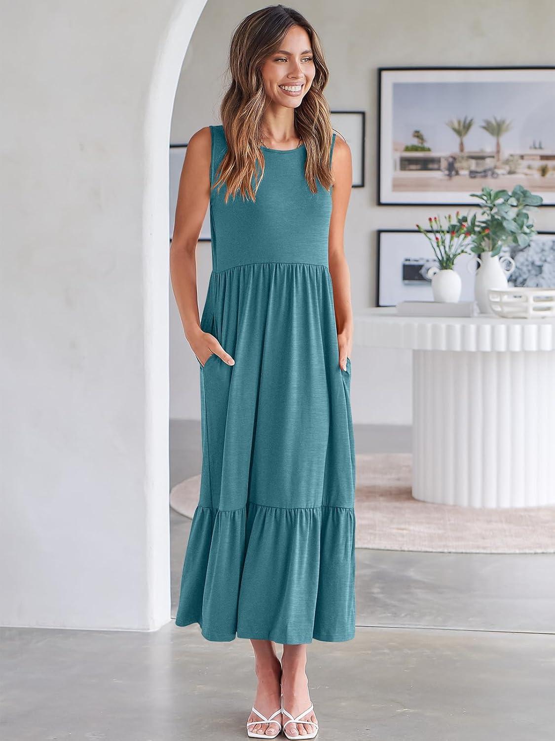 imageANRABESS Women Summer Casual Sleeveless Crewneck Sundress Aline Flowy Tiered Maxi Long Beach Dress Vacation OutfitsLake Blue