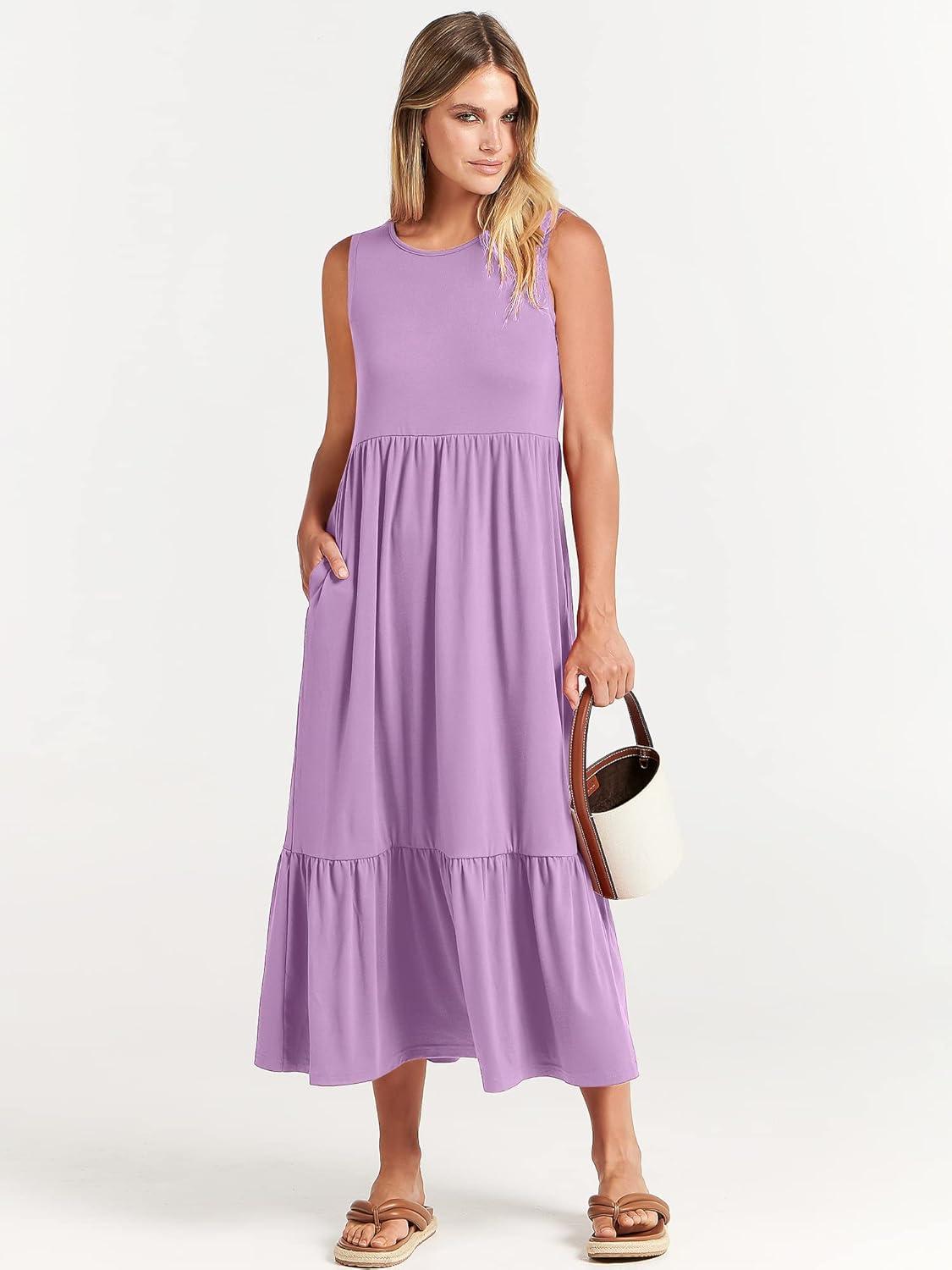 imageANRABESS Women Summer Casual Sleeveless Crewneck Sundress Aline Flowy Tiered Maxi Long Beach Dress Vacation OutfitsLilac