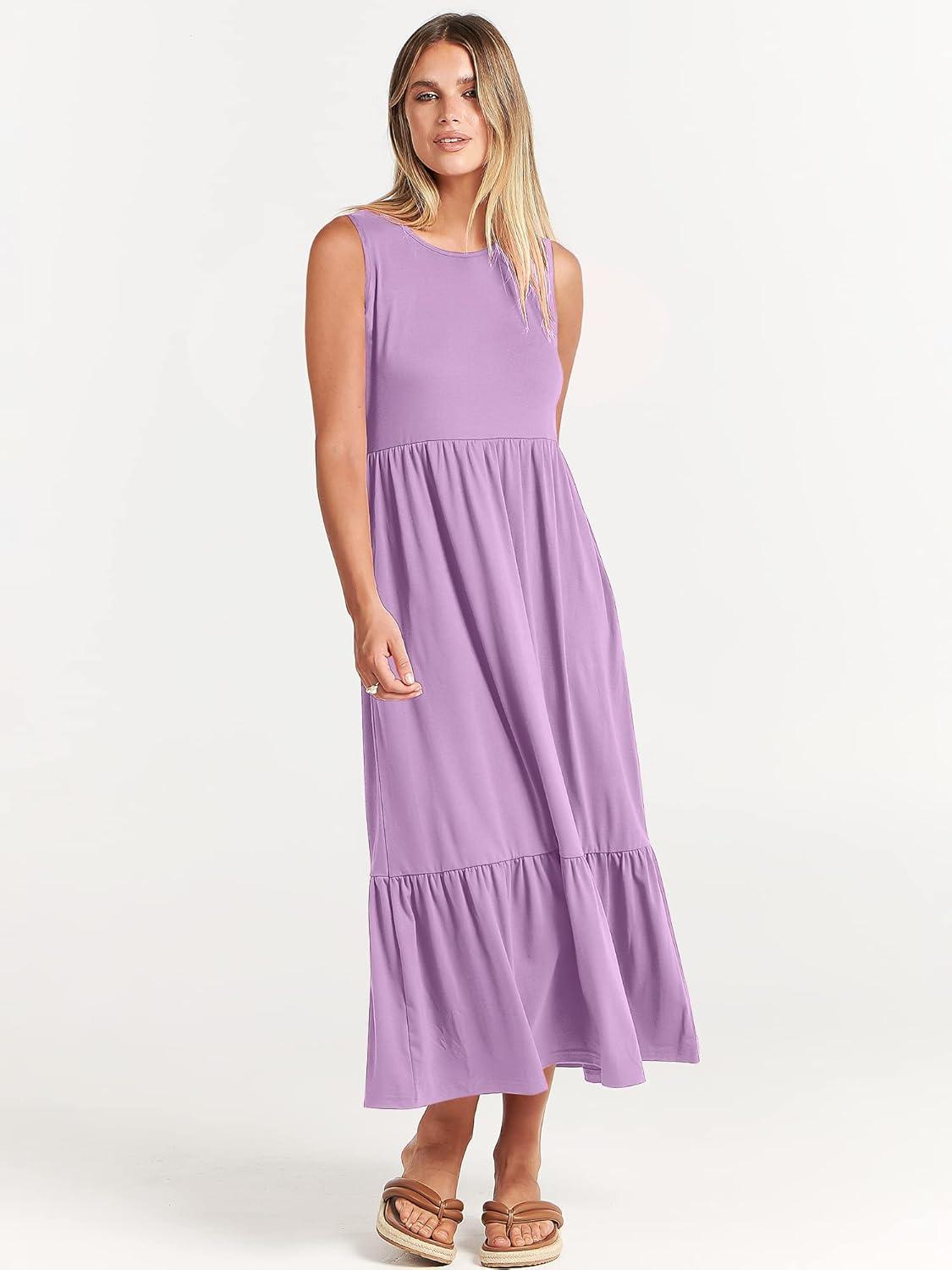 imageANRABESS Women Summer Casual Sleeveless Crewneck Sundress Aline Flowy Tiered Maxi Long Beach Dress Vacation OutfitsLilac