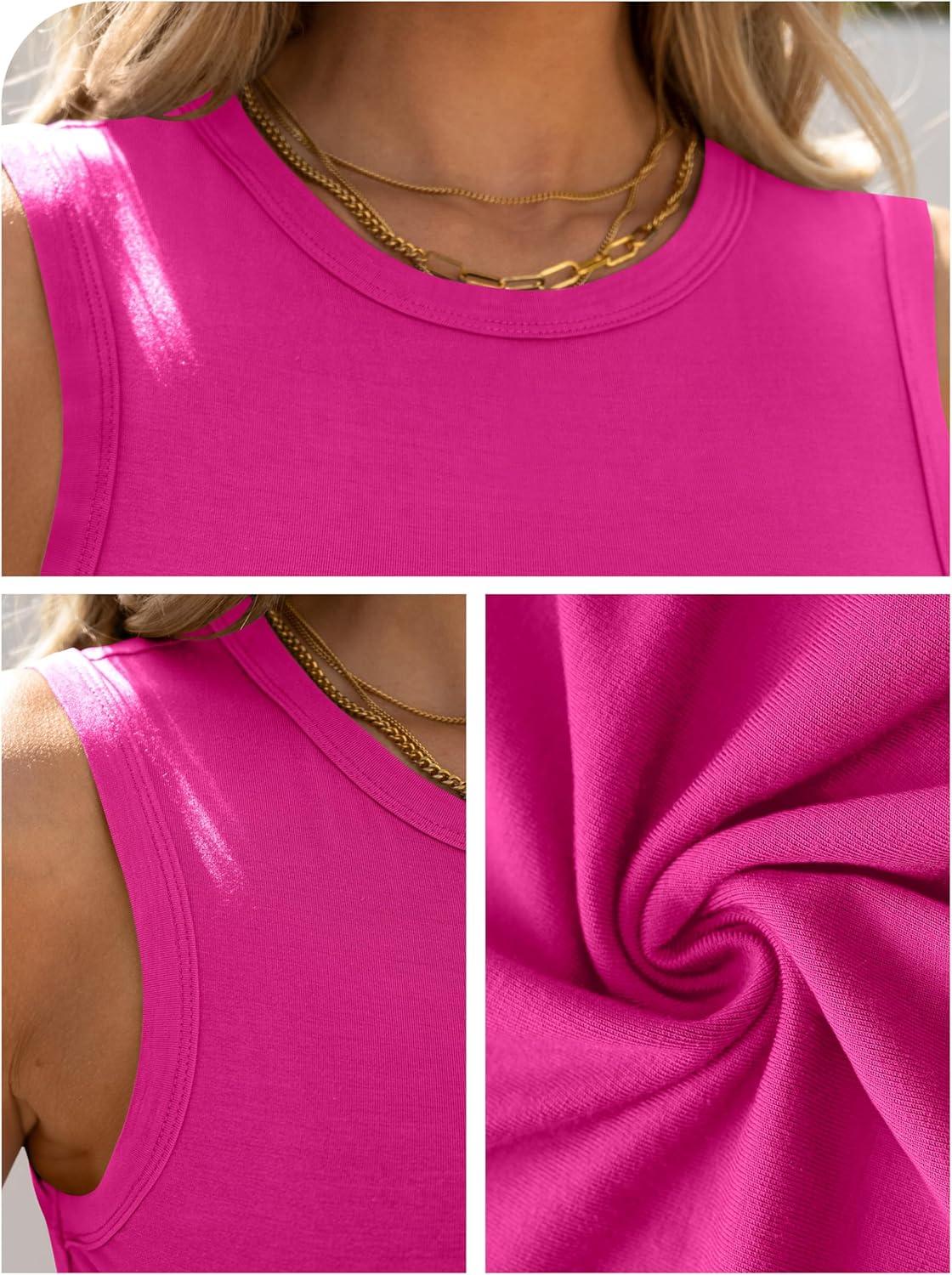 imageANRABESS Womens High Neck Tank Tops Stretchy Sleeveless Racerback Sexy Slim Fit Basic Tee Shirts Y2K Trendy Summer OutfitsHot Pink