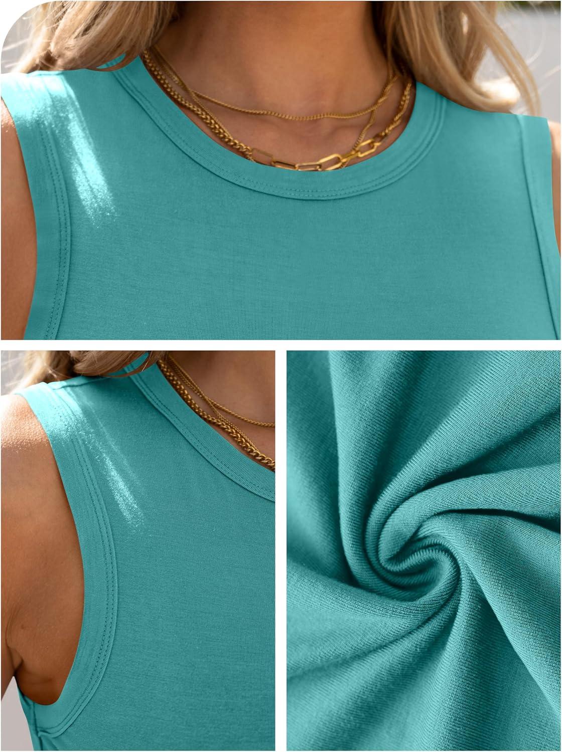 imageANRABESS Womens High Neck Tank Tops Stretchy Sleeveless Racerback Sexy Slim Fit Basic Tee Shirts Y2K Trendy Summer OutfitsLake Green