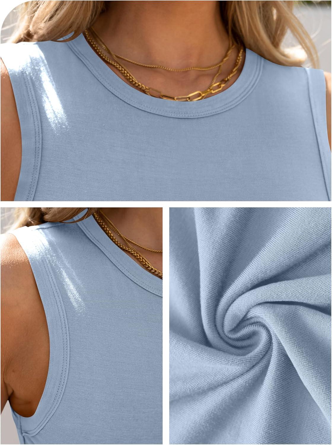 imageANRABESS Womens High Neck Tank Tops Stretchy Sleeveless Racerback Sexy Slim Fit Basic Tee Shirts Y2K Trendy Summer OutfitsLight Blue