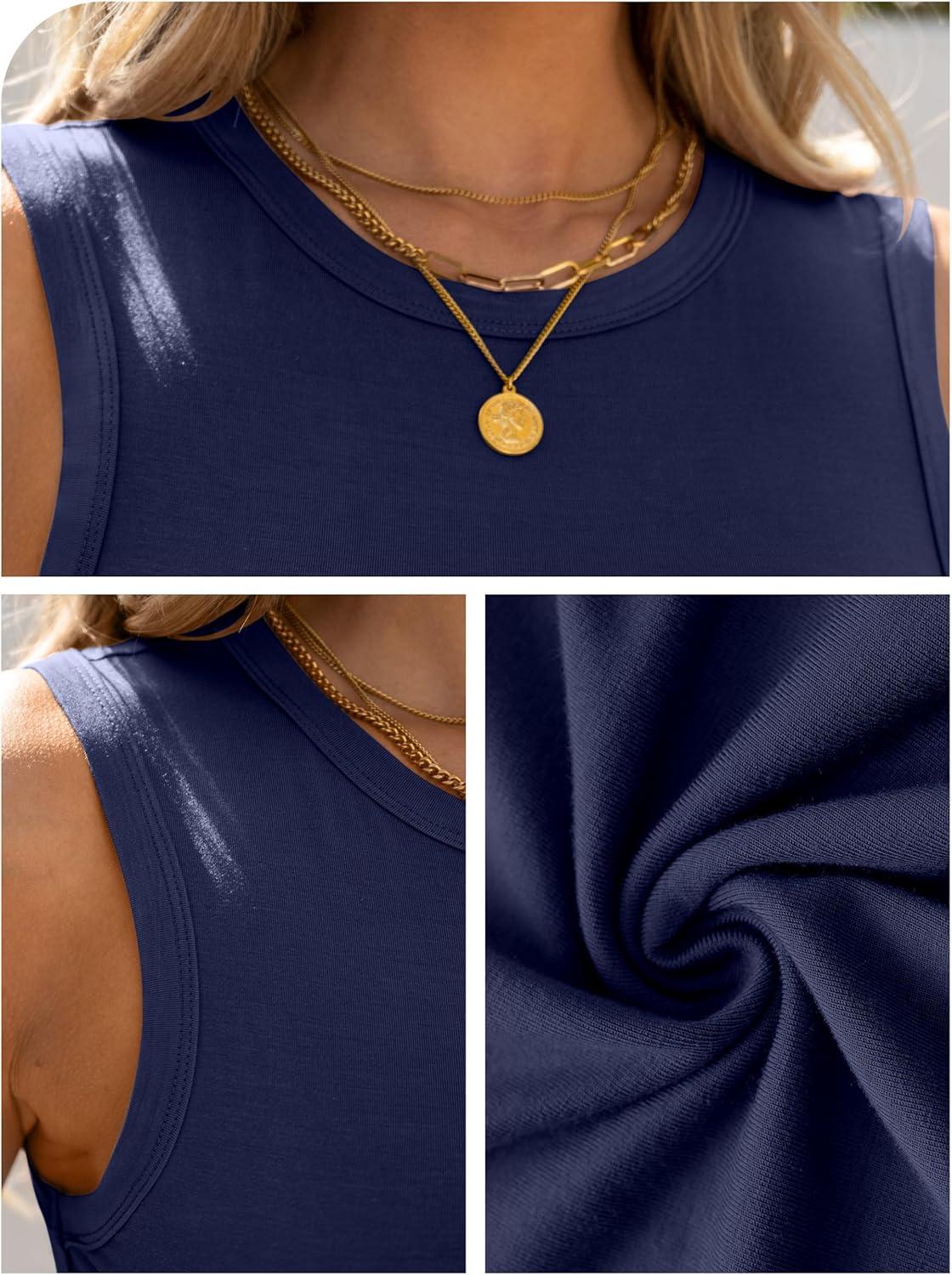 imageANRABESS Womens High Neck Tank Tops Stretchy Sleeveless Racerback Sexy Slim Fit Basic Tee Shirts Y2K Trendy Summer OutfitsNavy Blue