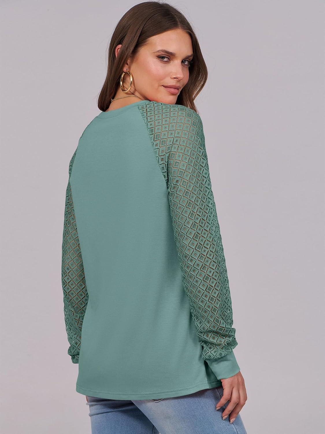 imageANRABESS Womens Long Sleeve Shirts Lace Tops Business Casual Blouses 2025 Fall Fashion OutfitsLake Green