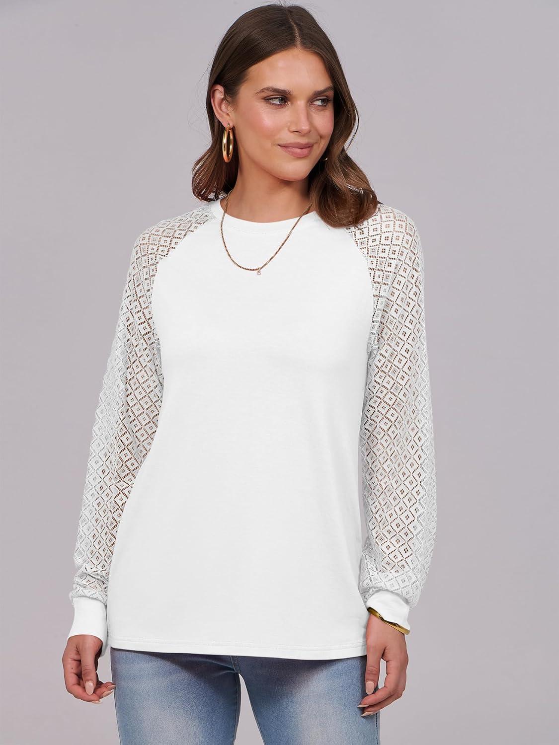 imageANRABESS Womens Long Sleeve Shirts Lace Tops Business Casual Blouses 2025 Fall Fashion OutfitsWhite