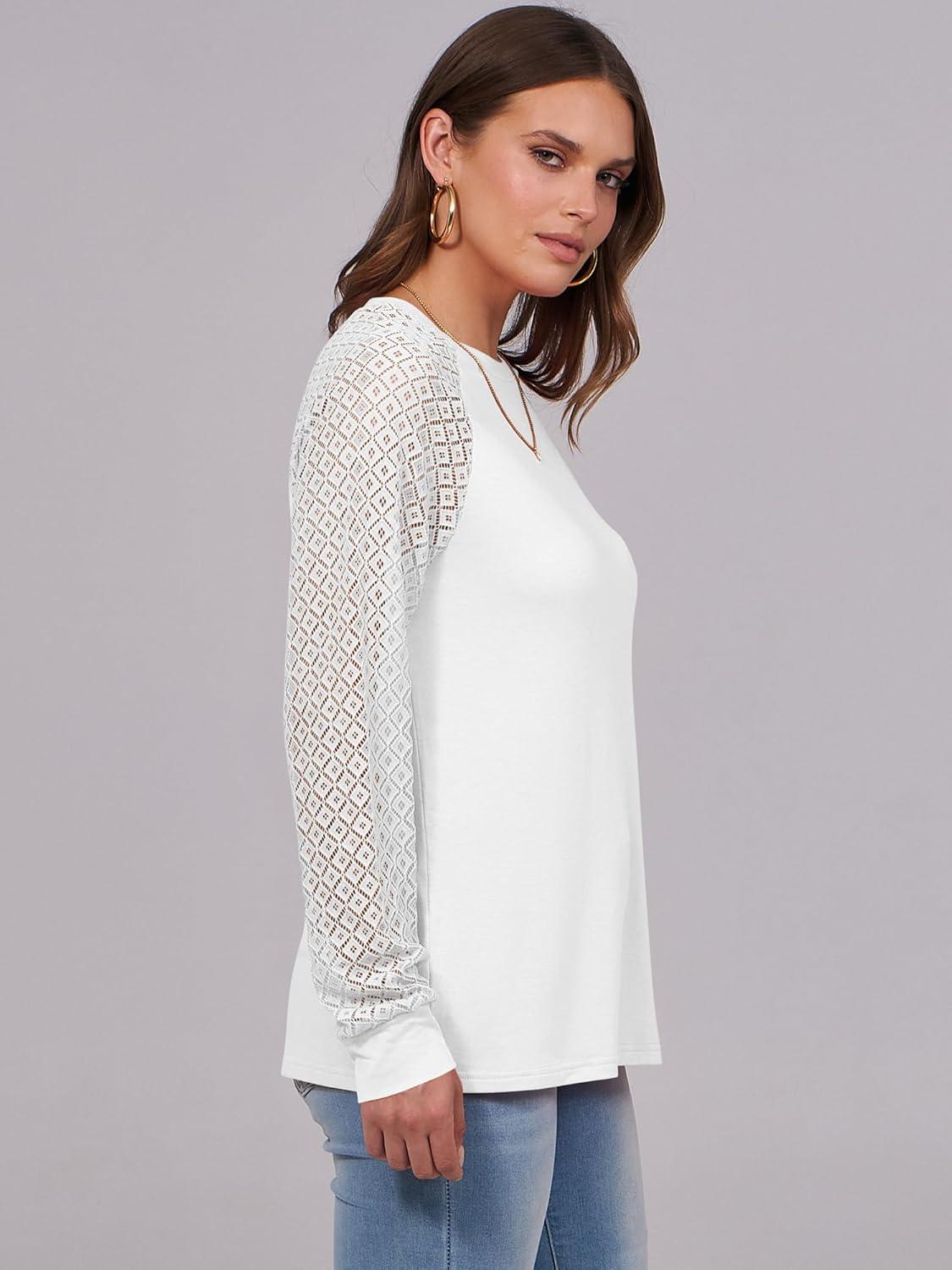 imageANRABESS Womens Long Sleeve Shirts Lace Tops Business Casual Blouses 2025 Fall Fashion OutfitsWhite