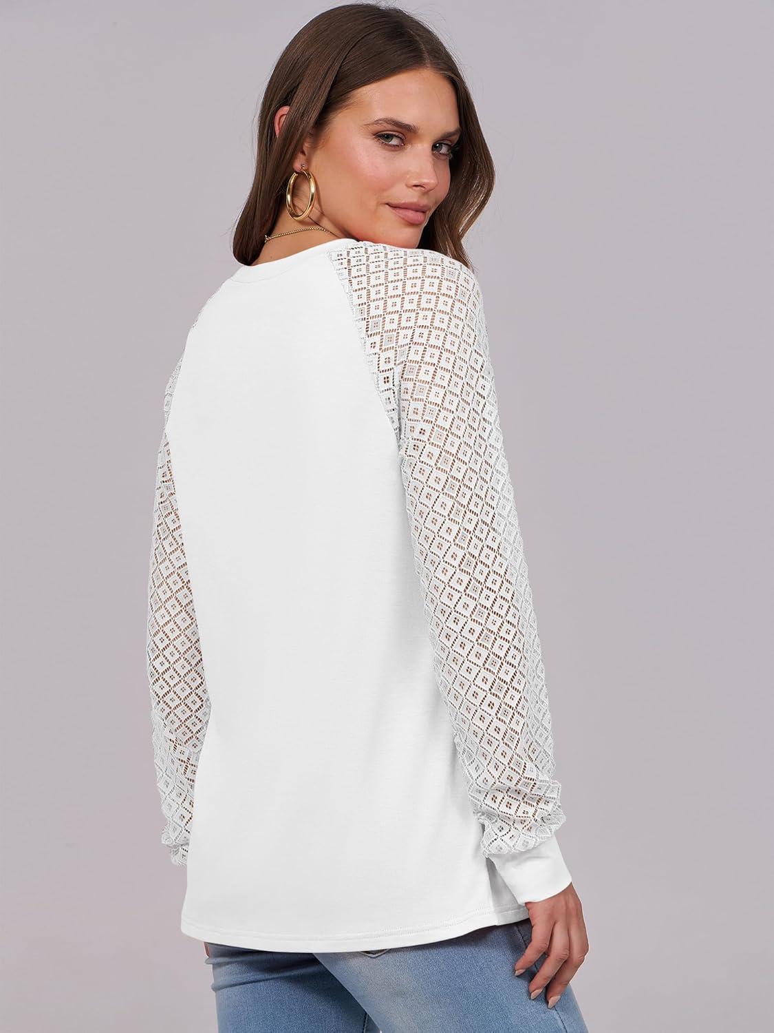 imageANRABESS Womens Long Sleeve Shirts Lace Tops Business Casual Blouses 2025 Fall Fashion OutfitsWhite