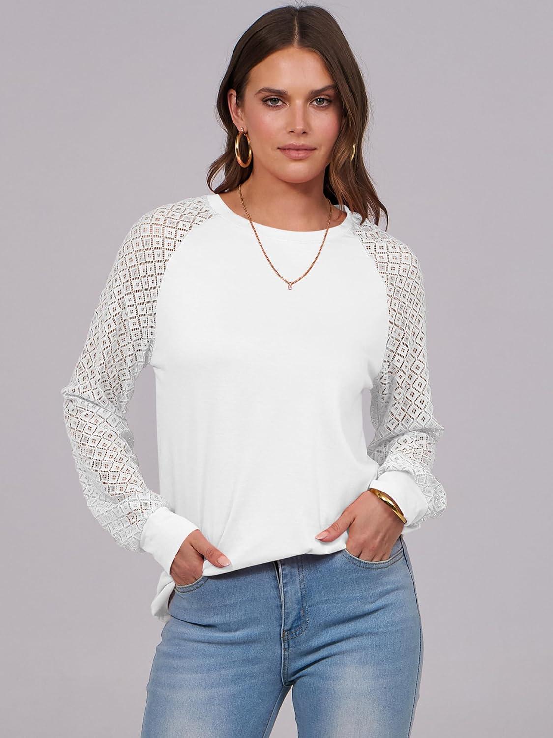 imageANRABESS Womens Long Sleeve Shirts Lace Tops Business Casual Blouses 2025 Fall Fashion OutfitsWhite