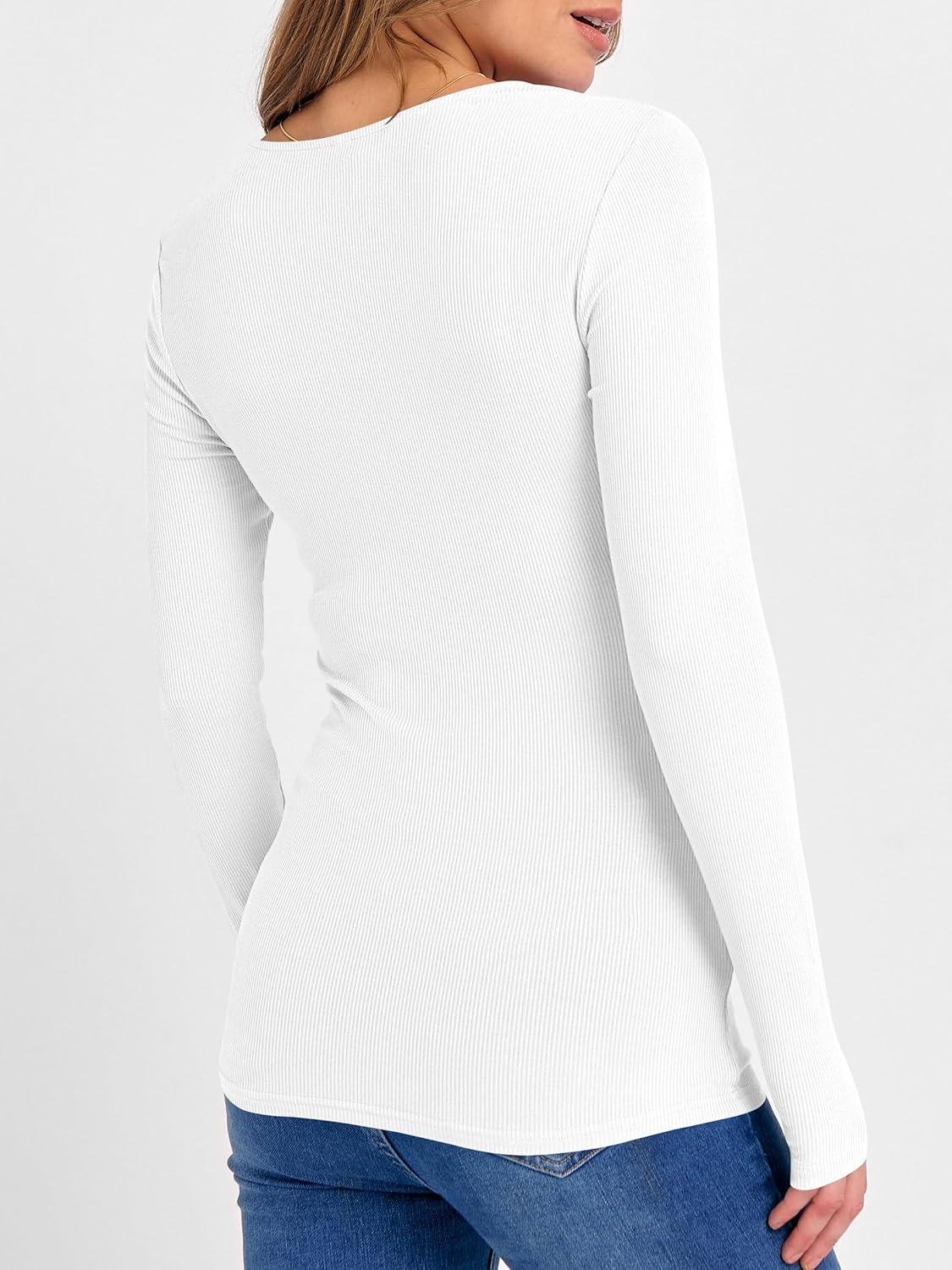 imageANRABESS Womens Long Sleeve Shirts Seamed Cup Crewneck Rib Knit Slim Tight Basic Top 2025 Fall Dressy Casual Corset TShirtsWhite
