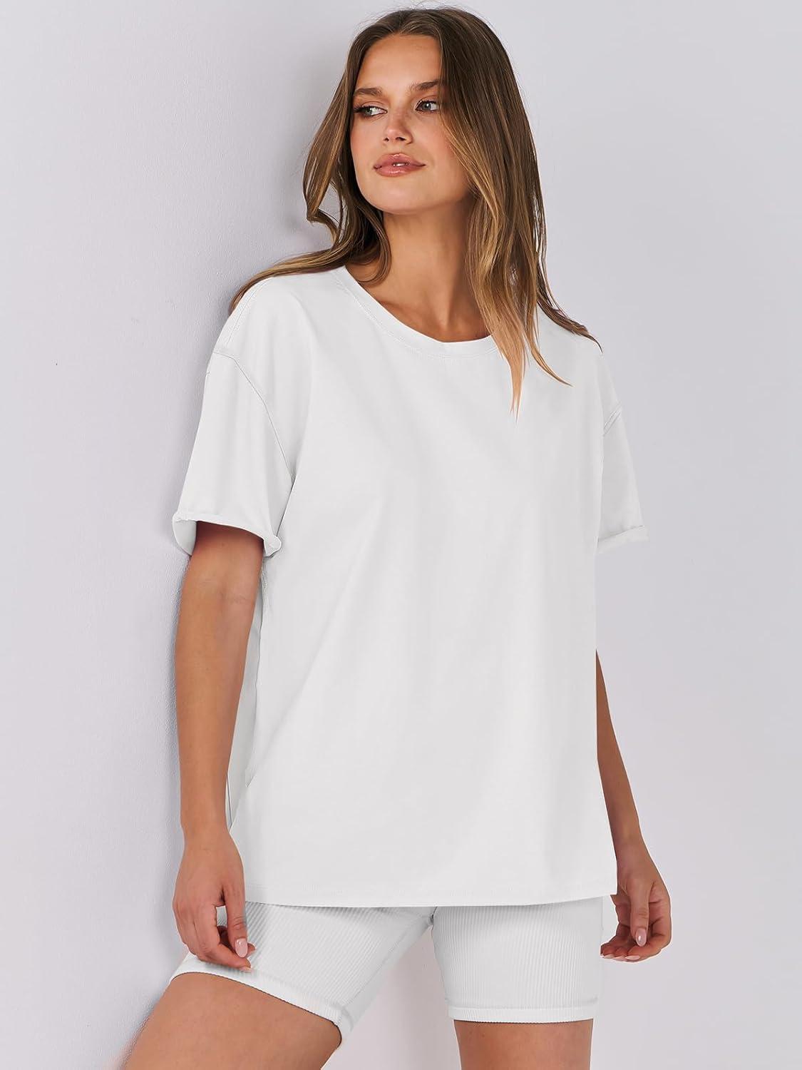 imageANRABESS Womens Tops Oversized T Shirts Loose Fit Short Sleeve Crewneck Summer Casual 2025 Trendy Boxy Tee BlouseWhite