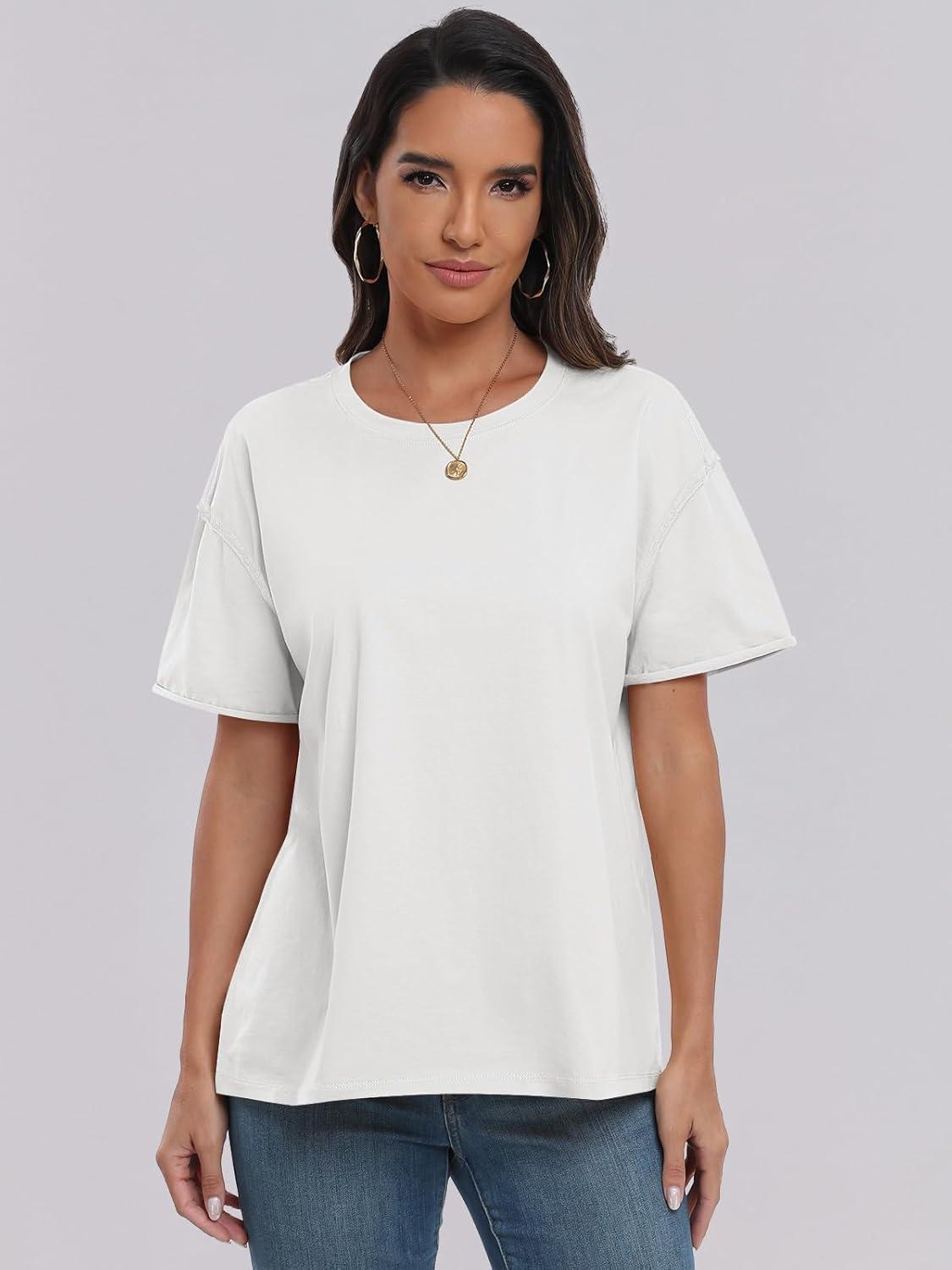 imageANRABESS Womens Tops Oversized T Shirts Loose Fit Short Sleeve Crewneck Summer Casual 2025 Trendy Boxy Tee BlouseWhite