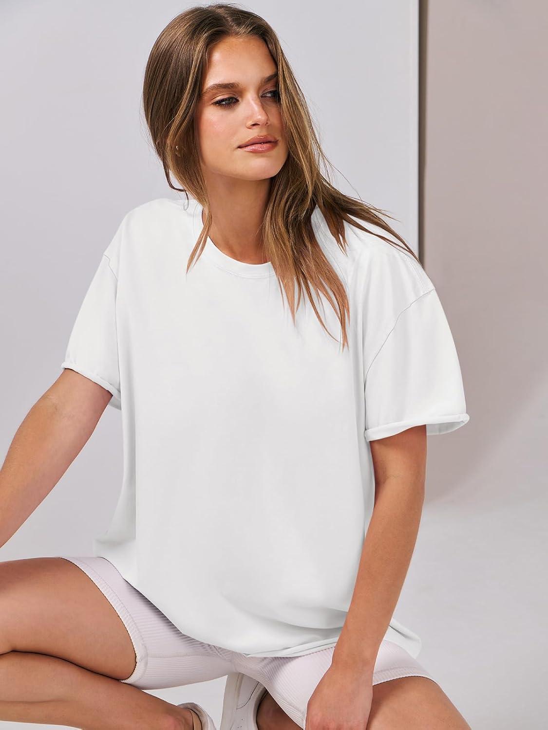imageANRABESS Womens Tops Oversized T Shirts Loose Fit Short Sleeve Crewneck Summer Casual 2025 Trendy Boxy Tee BlouseWhite