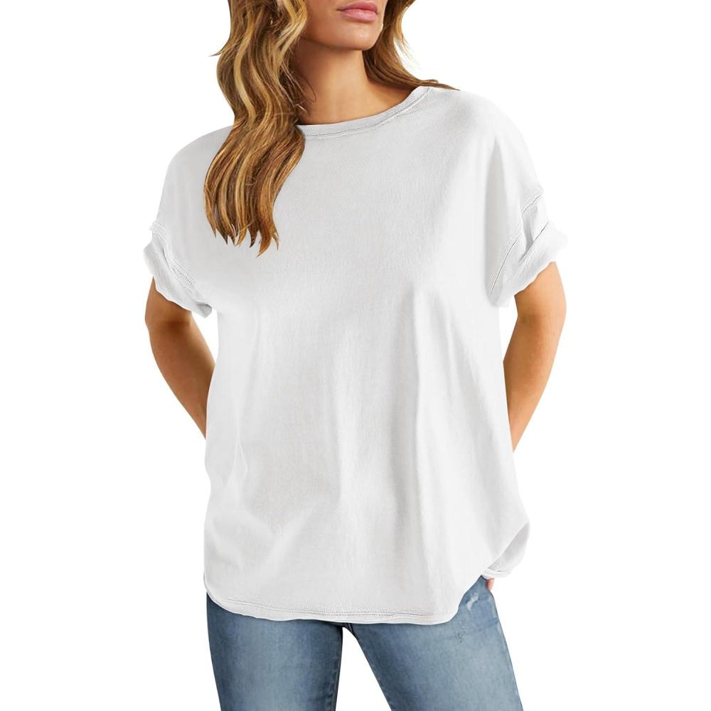 imageANRABESS Womens Tops Oversized T Shirts Loose Fit Short Sleeve Crewneck Summer Casual 2025 Trendy Boxy Tee BlouseWhite