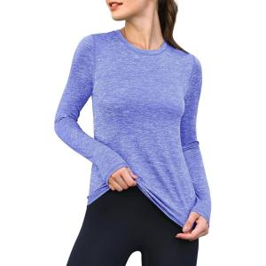 ANRABESS Womens Long Sleeve Workout Quick Dry Fitted Yoga Gym Athletic Shirts(Royal Blue)