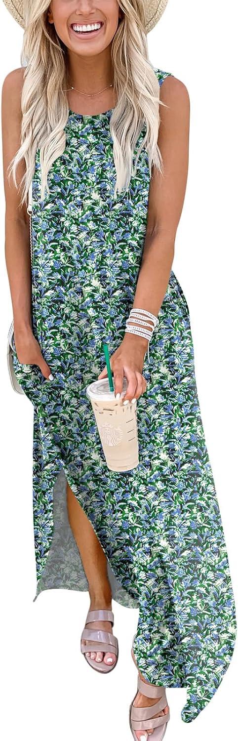 imageANRABESS Women Maxi Dress Summer Casual Loose Sleeveless Sundress Coverup Beach Eyelet Dresses 2026 Vacation Travel OutfitsBlue Green Floral
