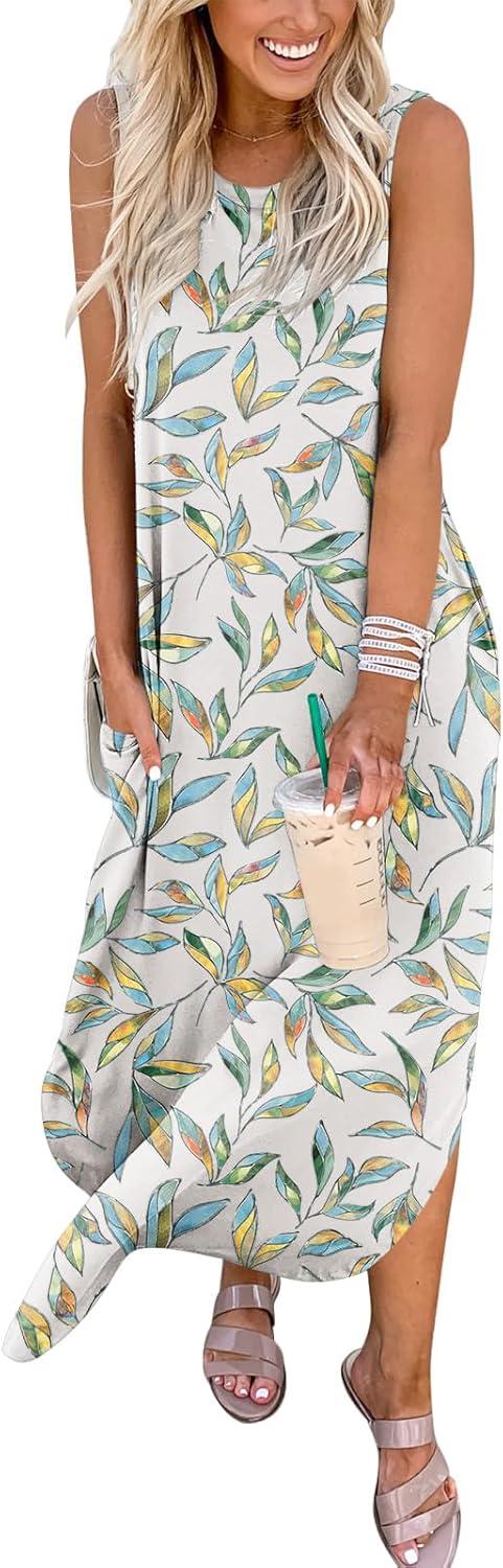 imageANRABESS Women Maxi Dress Summer Casual Loose Sleeveless Sundress Coverup Beach Eyelet Dresses 2026 Vacation Travel OutfitsMulti Leaf