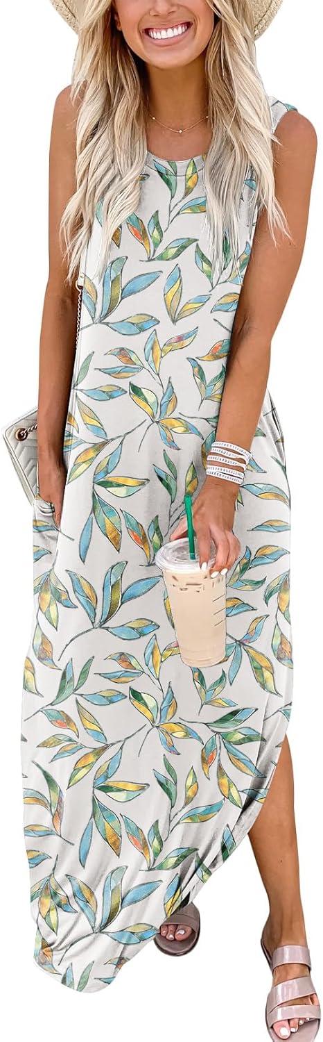 imageANRABESS Women Maxi Dress Summer Casual Loose Sleeveless Sundress Coverup Beach Eyelet Dresses 2026 Vacation Travel OutfitsMulti Leaf