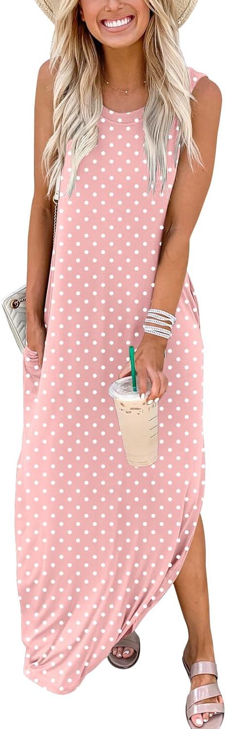 imageANRABESS Women Maxi Dress Summer Casual Loose Sleeveless Sundress Coverup Beach Eyelet Dresses 2026 Vacation Travel OutfitsPink Round Dot