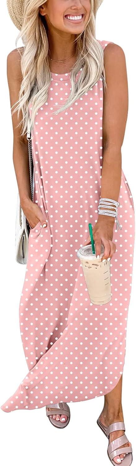 imageANRABESS Women Maxi Dress Summer Casual Loose Sleeveless Sundress Coverup Beach Eyelet Dresses 2026 Vacation Travel OutfitsPink Round Dot