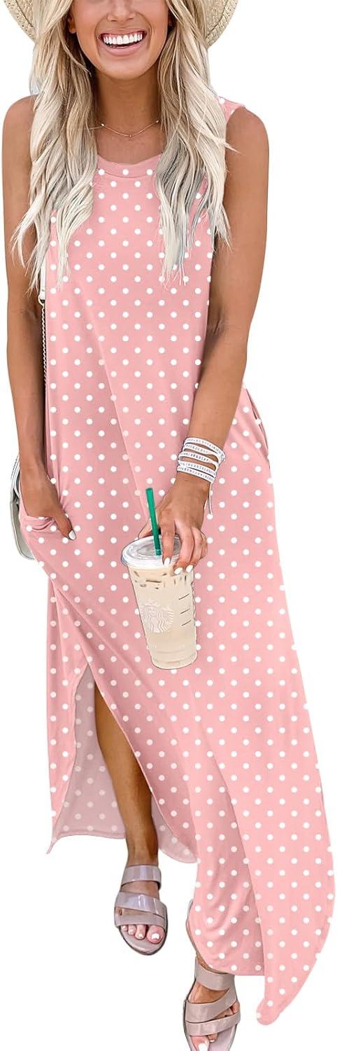 imageANRABESS Women Maxi Dress Summer Casual Loose Sleeveless Sundress Coverup Beach Eyelet Dresses 2026 Vacation Travel OutfitsPink Round Dot