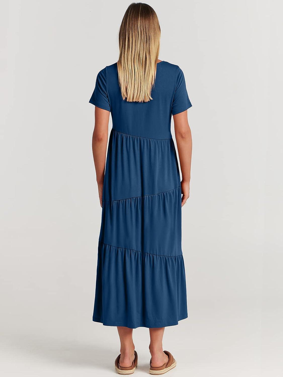 imageANRABESS Women Summer Maxi Dress Short Sleeve Swing Casual Asymmetric Tiered Vacation Long Beach Sundress OutfitsBlue