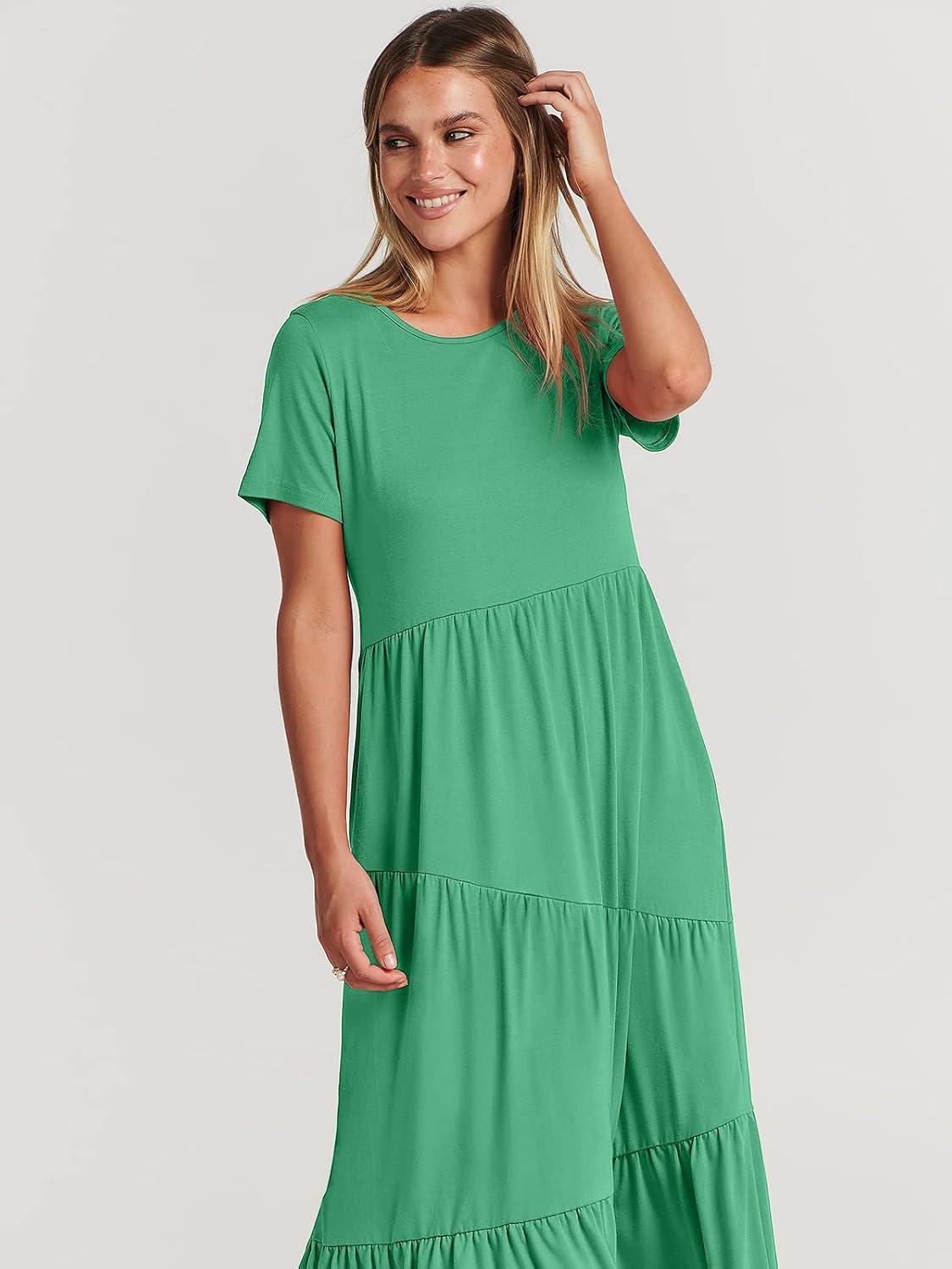 imageANRABESS Women Summer Maxi Dress Short Sleeve Swing Casual Asymmetric Tiered Vacation Long Beach Sundress OutfitsGrass