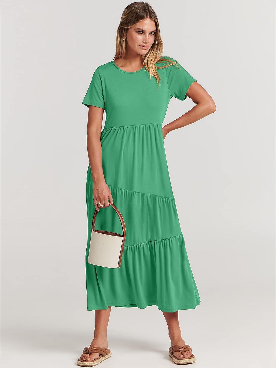 imageANRABESS Women Summer Maxi Dress Short Sleeve Swing Casual Asymmetric Tiered Vacation Long Beach Sundress OutfitsGrass