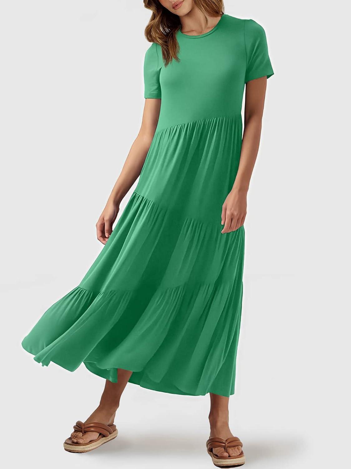 imageANRABESS Women Summer Maxi Dress Short Sleeve Swing Casual Asymmetric Tiered Vacation Long Beach Sundress OutfitsGrass