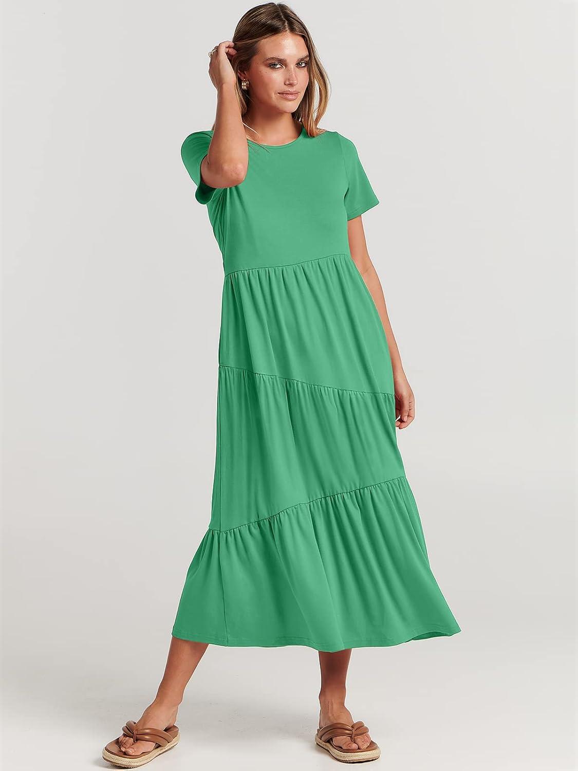 imageANRABESS Women Summer Maxi Dress Short Sleeve Swing Casual Asymmetric Tiered Vacation Long Beach Sundress OutfitsGrass