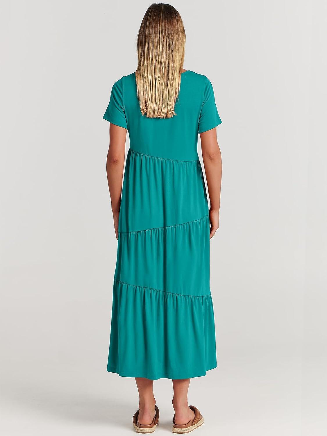 imageANRABESS Women Summer Maxi Dress Short Sleeve Swing Casual Asymmetric Tiered Vacation Long Beach Sundress OutfitsLake