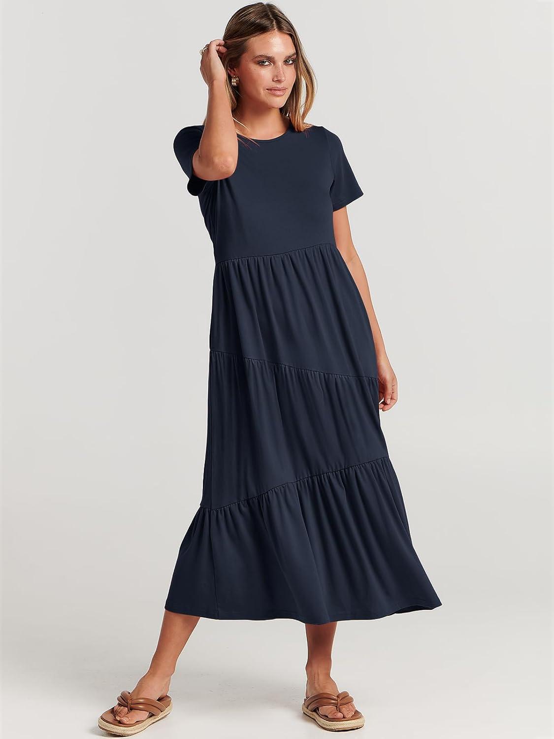 imageANRABESS Women Summer Maxi Dress Short Sleeve Swing Casual Asymmetric Tiered Vacation Long Beach Sundress OutfitsNavy Blue