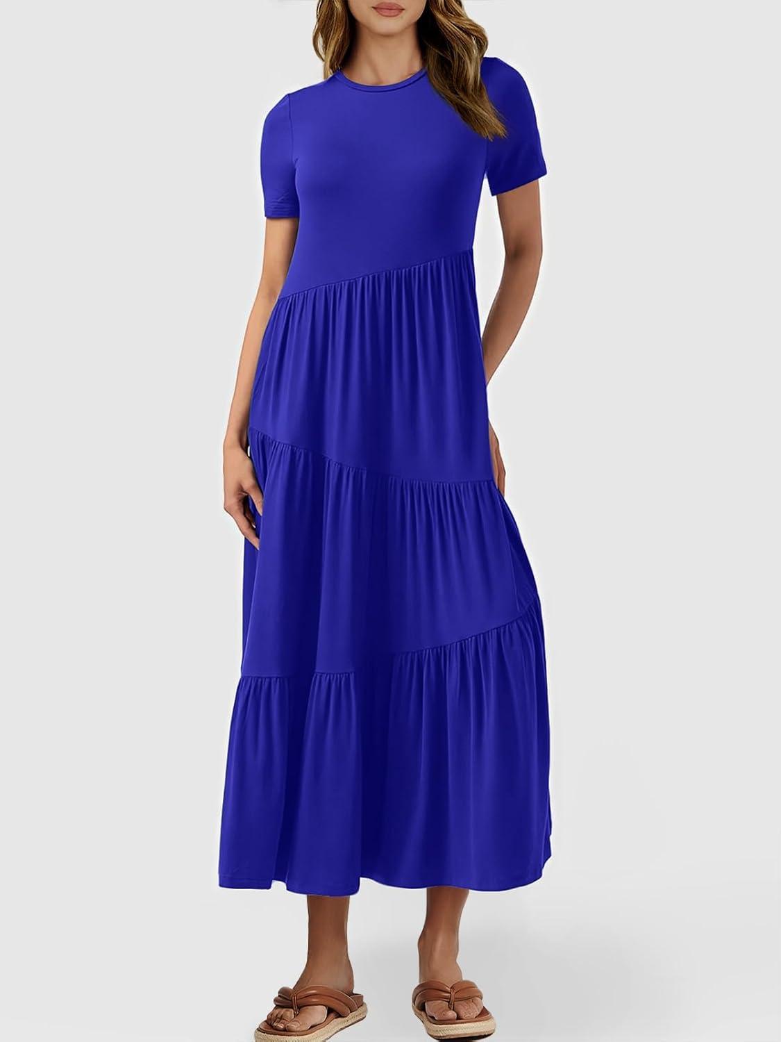 imageANRABESS Women Summer Maxi Dress Short Sleeve Swing Casual Asymmetric Tiered Vacation Long Beach Sundress OutfitsRoyal Blue