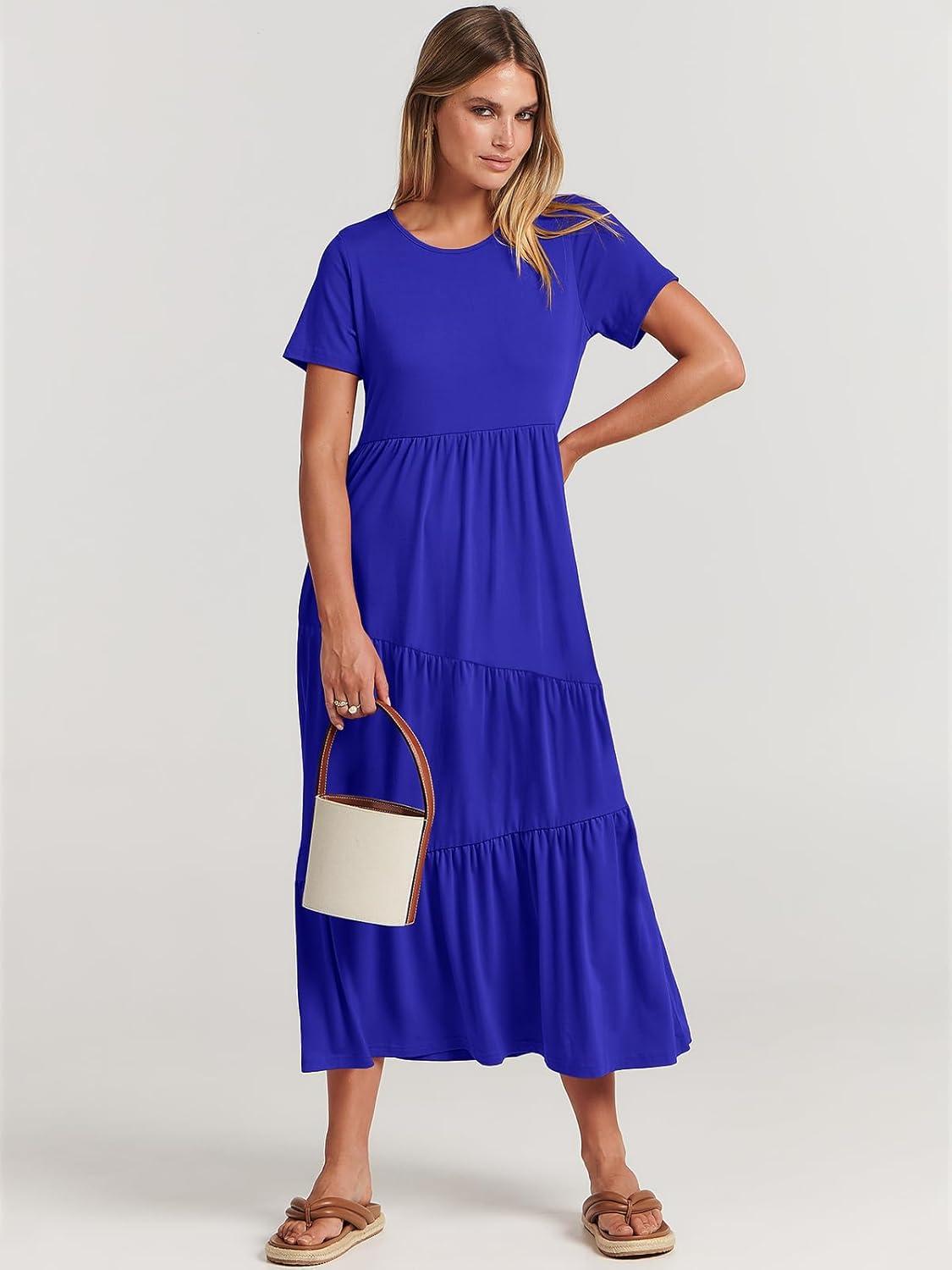 imageANRABESS Women Summer Maxi Dress Short Sleeve Swing Casual Asymmetric Tiered Vacation Long Beach Sundress OutfitsRoyal Blue