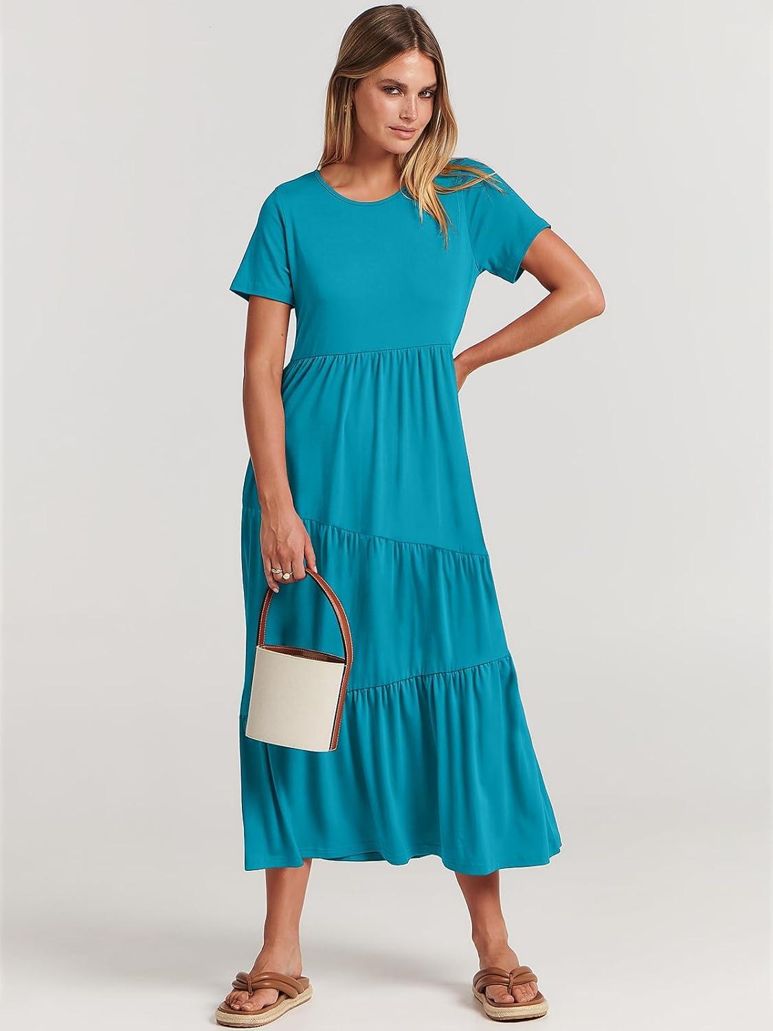 imageANRABESS Women Summer Maxi Dress Short Sleeve Swing Casual Asymmetric Tiered Vacation Long Beach Sundress OutfitsSky Blue