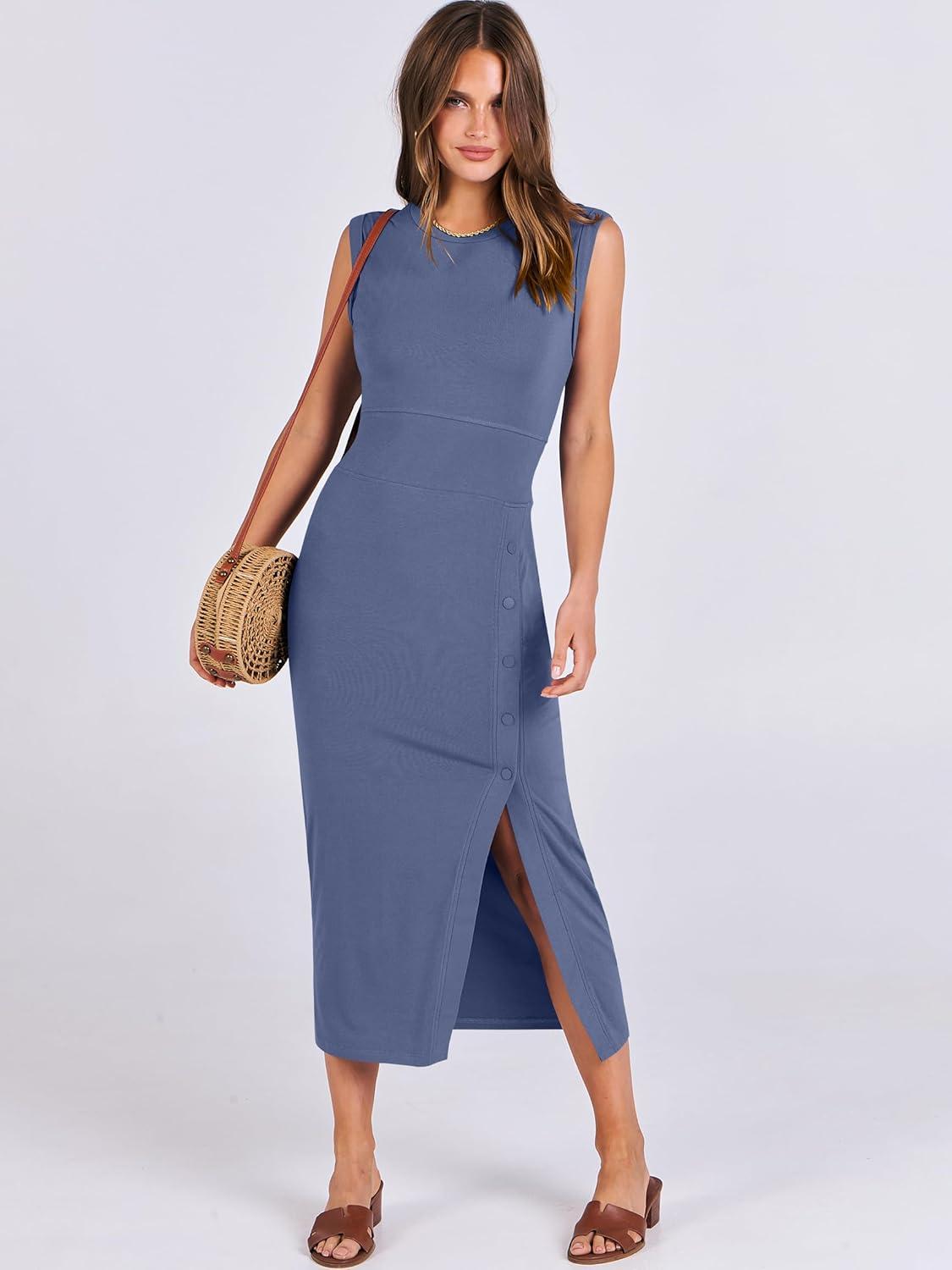 imageANRABESS Womens Slim Fit Tank Dresses Sexy Button Slit Bodycon Business Work Sundresses 2025 Summer Trendy Club Midi DressBlue