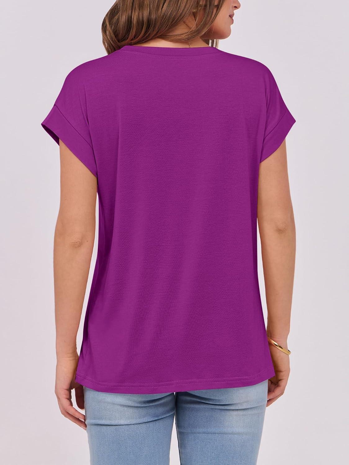 imageANRABESS Womens Tops Summer Cap Sleeve Basic Tee Shirts 2025 Trendy Loose Fit Casual Dressy Business Work Tshirts ClothesPurple